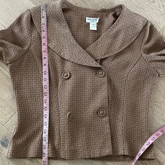 Vintage Miss Dorby Textured Peplum Blazer Brown 90s L XL - Picture 6 of 8